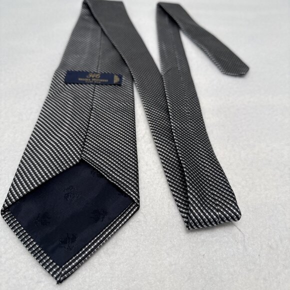 Brooks Brothers 346 Tie Mens Pure Silk Black Gray Checked 3.75" 60" USA Italy - Picture 6 of 7